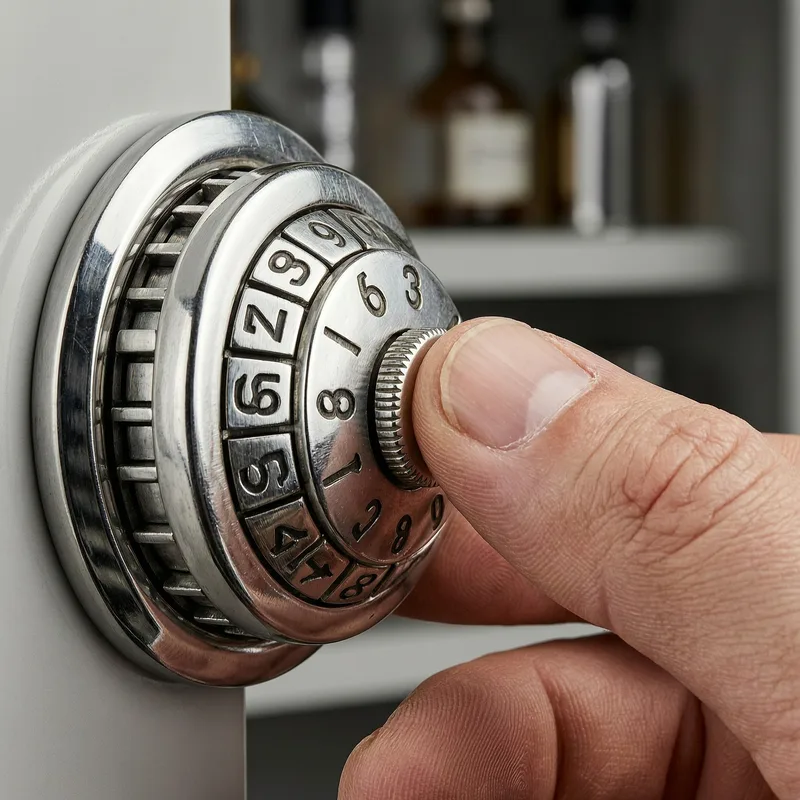 Professional locksmith using specialized non-destructive tools to carefully open a combination safe, demonstrating safe opening expertise without damage