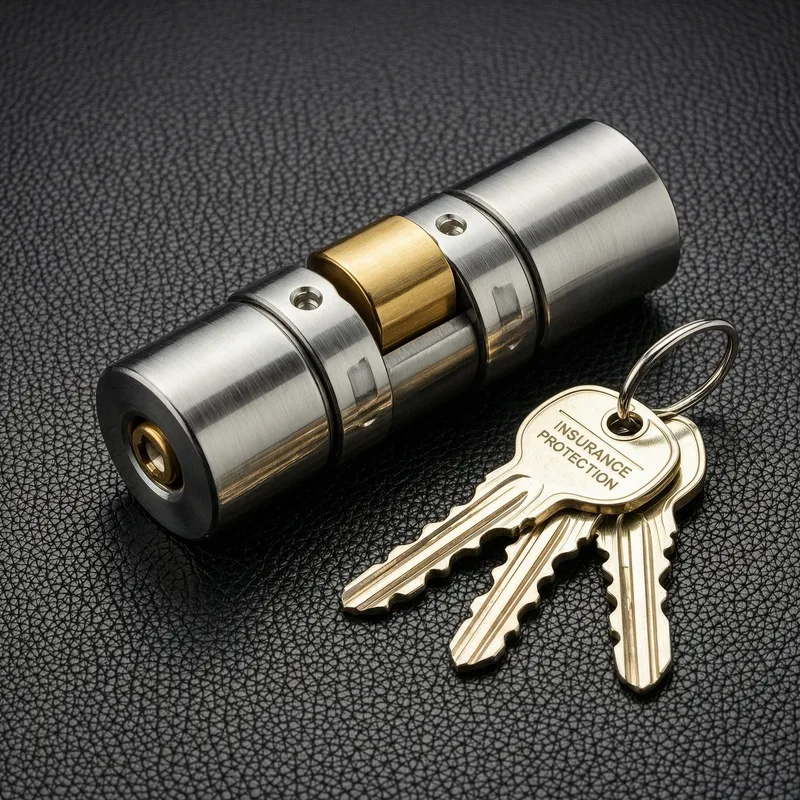 Professional locksmith examining and repairing a damaged door lock after a break-in, demonstrating proper security assessment