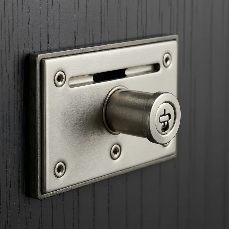 Close-up of a German residential letterbox with reinforced metal construction and secure lock mechanism, mounted on an apartment building entrance