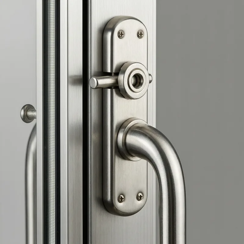 Professional locksmith installing a reinforced lock cylinder on a modern German patio sliding door with RC2 security certification
