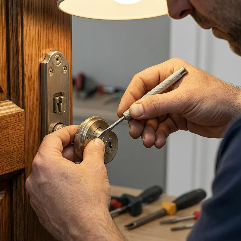 Locksmith tools and DIN-standard locks used in München residential doors